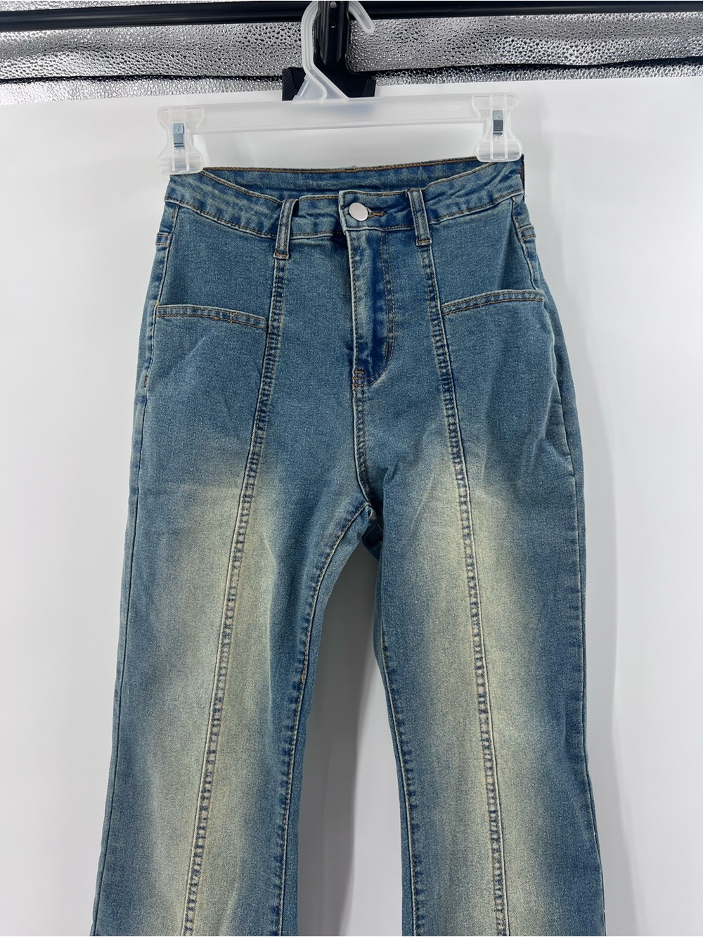 Dazy High-Waist Flared Jeans in Washed Dark Gray - Women size small NWT - Picture 8 of 12